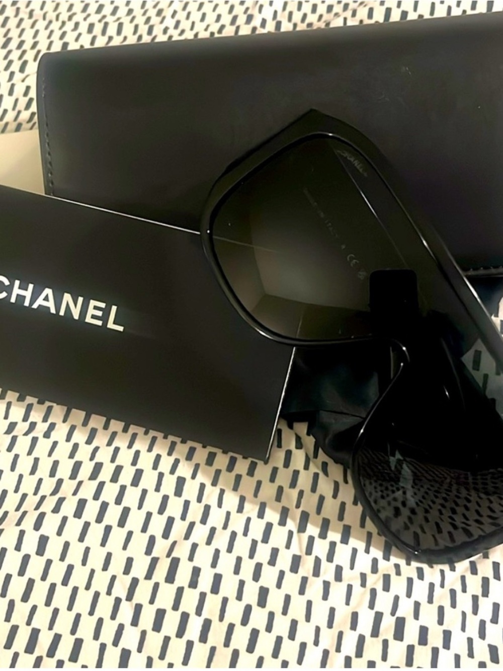 CHANEL Black Oversized Square Sunglasses with Gradient Lenses